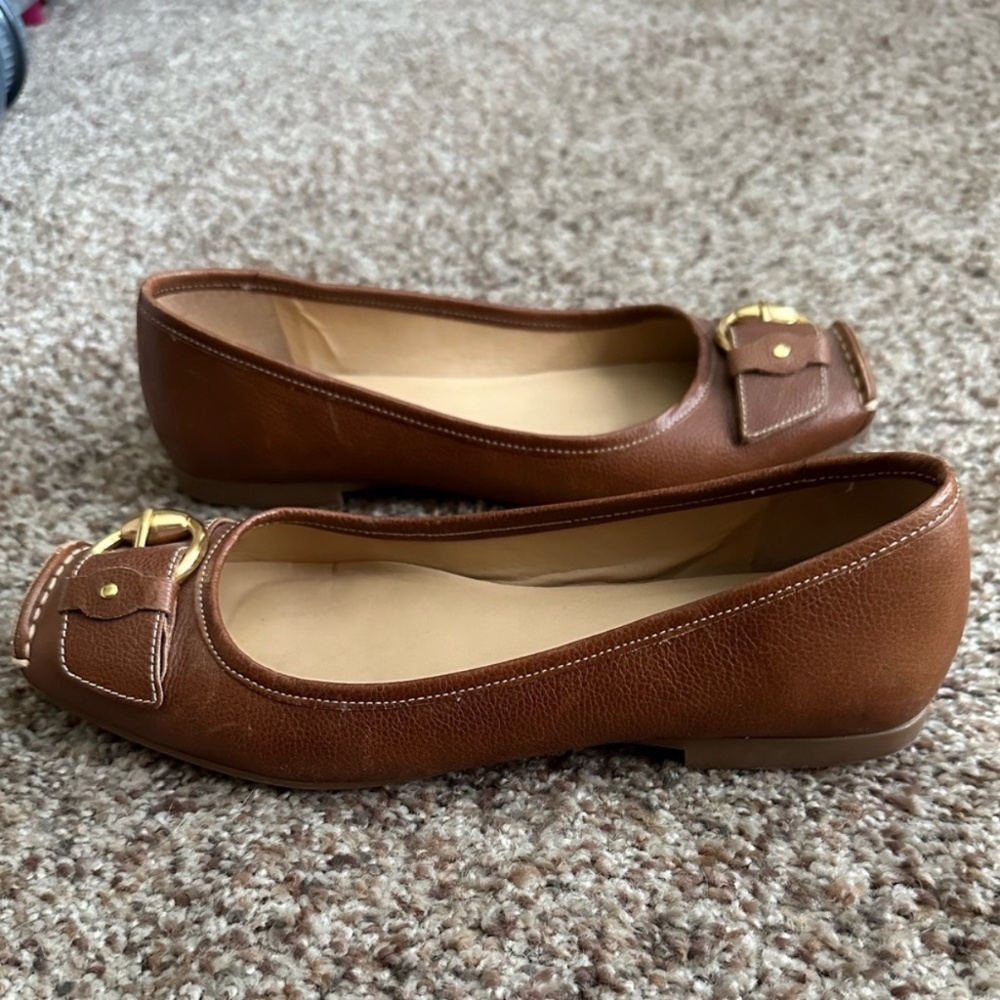 Talbots Brown Leather Buckle Ballet Loafers Sz 7 - Picture 5 of 5